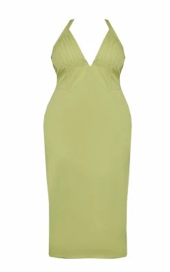 Plus Olive Pleated Bust Midi Dress -US Dresses Sales Store 4746caf5fd43b7d676088565ba7477dc34a87d2a cnc7299 5