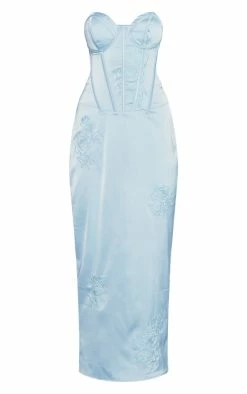 Blue Grey Satin Floral Embroidered Corset Midaxi Dress -US Dresses Sales Store 48575d81c1e3ba15cb55c3e540849812cad57373 cnd7529 5