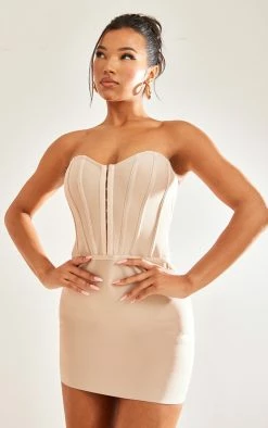 Stone Bandeau Bandage Hook & Eye Bodycon Dress