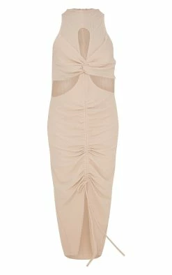 Stone Cut Out Knot Detail Ruched Front Midi Dress -US Dresses Sales Store 4954a2f37d744c5f9d44fc463a300af2d4da3243 CMY6012 5