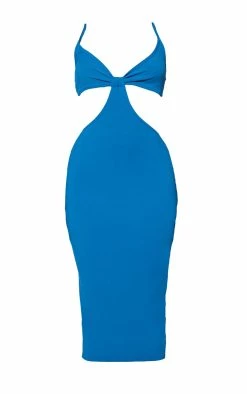 Bright Blue Ribbed Strappy Knot Cut Out Detail Midi Dress -US Dresses Sales Store 4c28c17f48edac69349c051229da71493b45328c cmz5904 6