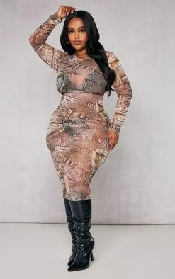 Plus Beige Denim Printed Mesh Long Sleeve Midi Dress -US Dresses Sales Store 4cb3459c6c1f9461c04246a30465f7145eff5520 cnc0705 3