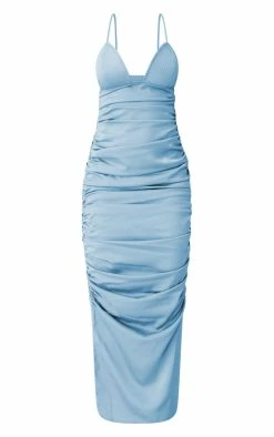 Blue Satin Bust Detail Strappy Ruched Midaxi Dress -US Dresses Sales Store 4f3d7d815efdcd04d3bba51225cf789f29d8c62c cnd5874 5