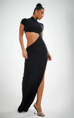 Black Slinky Cut Out Short Sleeve Maxi Dress -US Dresses Sales Store 4fa0f12e5a23244a452f69aef6ce4ffaec7132bd cnd7374 3