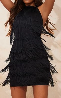 Black Tassel Detail Halterneck Bodycon Dress -US Dresses Sales Store 5041ecacfc4262abd8679d83605bf830a190a30a clt7311 5