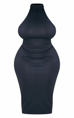 Plus Black High Neck Midi Dress -US Dresses Sales Store 505fe5c9a722fd6bb2ed57b582b64ea3d521c142 cnc9677 5