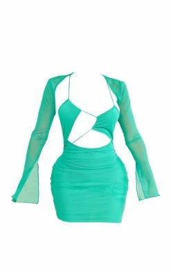 Shape Bright Green Mesh Lace Up Detail Overlay Bodycon Dress -US Dresses Sales Store 50e20dfbc896c84514dd1cf302de7c30fc3e1ee1 cne5268 5