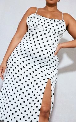 Plus White Polka Dot Ruched Bust Side Split Midi Dress 9 Plus White Polka Dot Ruched Bust Side Split Midi Dress -US Dresses Sales Store 50fdf0029d07918d3e0fb389b58176fddb23f2a4 cnd4876 4