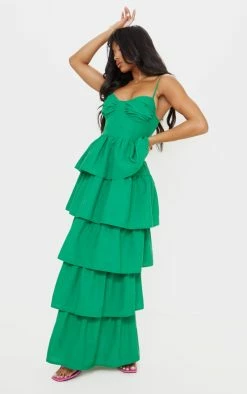 Bright Green Cup Detail Strappy Tiered Maxi Dress -US Dresses Sales Store 5127c13d6897634c30fffa334f7cd14e43d18954 cmr7645 4