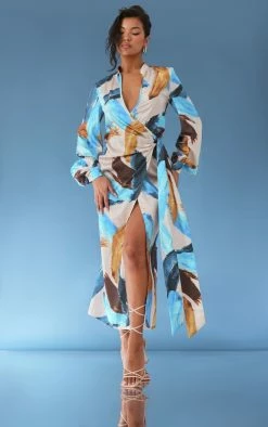 Multi Abstract Print Satin Wrap Midaxi Dress -US Dresses Sales Store 5176a7c3f63607eeaba615d110c2c1085be83454 cnd2043 3