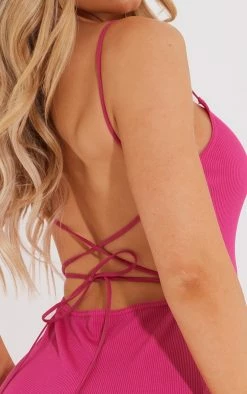 Hot Pink Ribbed Lace Up Back Bodycon Dress -US Dresses Sales Store 52077dba843c05fd30e94ead58ce2f7af4dee0bb cmv5316 5