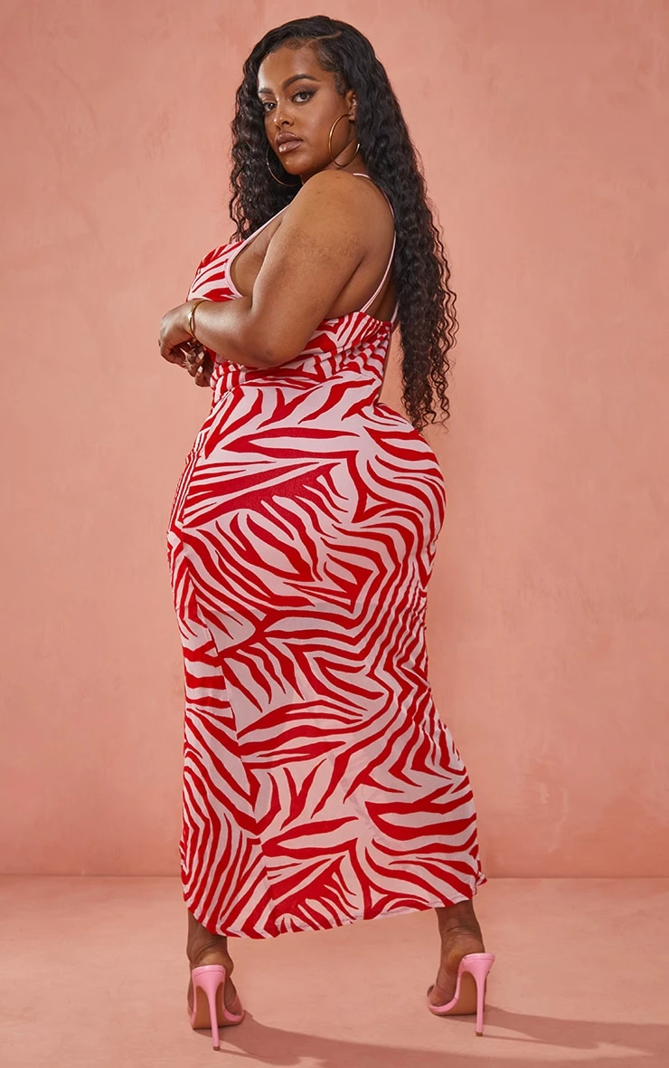 Plus Rose Devore Ruched Cowl Neck Midi Dress 4 Plus Rose Devore Ruched Cowl Neck Midi Dress - Image 2