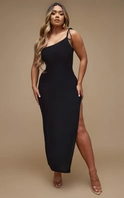 Shape Black Slinky Tie Shoulder Midaxi Dress