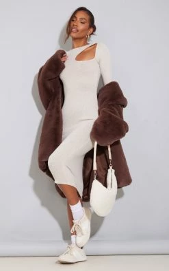 Oatmeal Brushed Jersey Cut Out Midaxi Dress -US Dresses Sales Store 533acbbe15553d88d2b914179e509bfd305d3ebe cnb7258 3