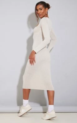 Oatmeal Brushed Jersey Cut Out Midaxi Dress -US Dresses Sales Store 5368efdbb76034d89fe75f317cb299d255a87a03 cnb7258 2