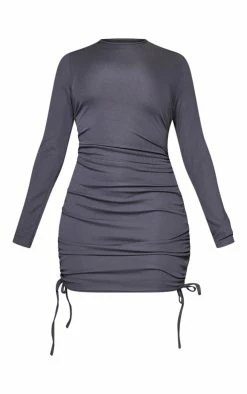Charcoal Thick Rib Ruched Side Bodycon Dress -US Dresses Sales Store 53bc69a94606f2efc41c1b543861ad43607ed824 cnb9582 5