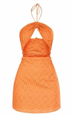 Rust Broderie Anglaise Cut Out Strap Detail Bodycon Dress -US Dresses Sales Store 54c4796f286d3ce6ebbb8e8616a07050858ae835 cnd5895 5