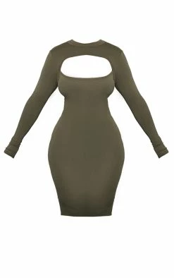 Shape Olive Khaki Jersey Cut Out Long Sleeve Midi Dress -US Dresses Sales Store 555a51b7e5a5d89377239dbcee1d243642bc6672 cnd0637 5