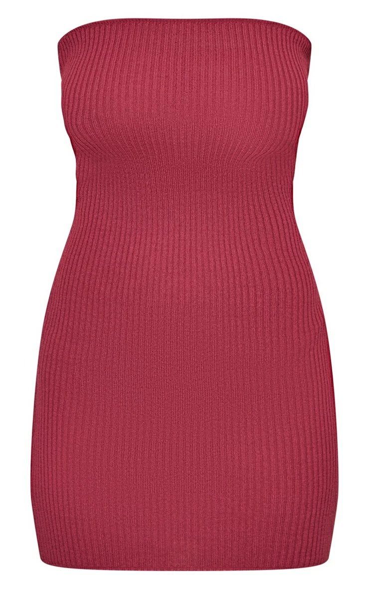 Dark Rose Rib Bandeau Mini Knitted Dress 7 Dark Rose Rib Bandeau Mini Knitted Dress - Image 5