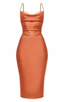 Rust Strappy Back Cowl Neck Satin Midi Dress -US Dresses Sales Store 576c50e764dfc6430f2e985cdb7e99ae1b30f8aa cly0751 5