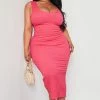 Plus Hot Pink Textured Scoop Neck Midi Dress -US Dresses Sales Store 57ca28ce76cf96c6bc70dfc0dfdd2ffdeabffc07 cnd8721 1