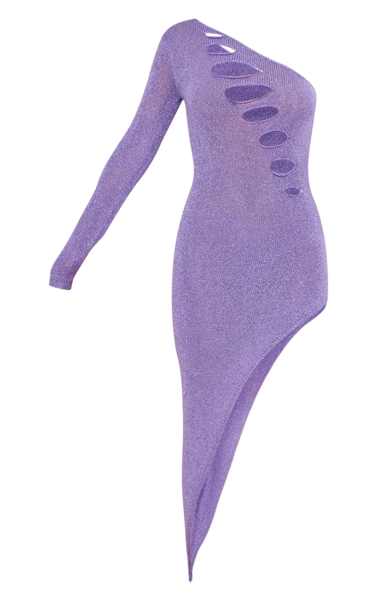 Lilac Glitter Knit One Shoulder Dress 7 Lilac Glitter Knit One Shoulder Dress - Image 5