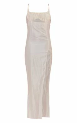 Tall Cream Ruched Front Satin Midaxi Dress -US Dresses Sales Store 598c8fdbcaf49cad3df0083203821dd40f354633 cne2116 5