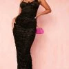 Black Sheer Zebra Ruched Maxi Dress