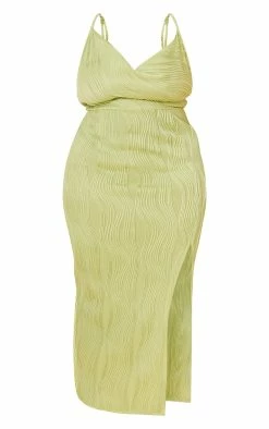 Plus Sage Green Textured Cowl Neck Side Split Midi Dress -US Dresses Sales Store 5ddbe0e5523b74a1e1e4ec8c1c5437f922c4f956 cmw4082 6