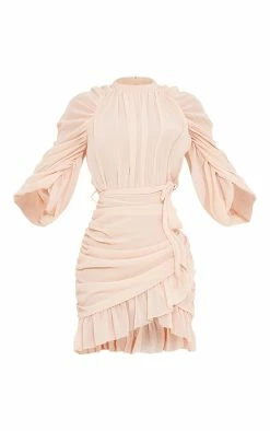 Stone Chiffon Ruched Sleeves Frill Hem Bodycon Dress -US Dresses Sales Store 5f9a10c14f502194af7ae0017ae52a4168e6d30c cmt7822 6