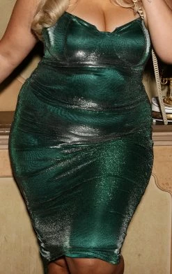 Plus Green Metallic Diamante Chain Detail Midi Dress -US Dresses Sales Store 5fd5b56bab4f917792d40f9887f6304031883805 cnb4183 4