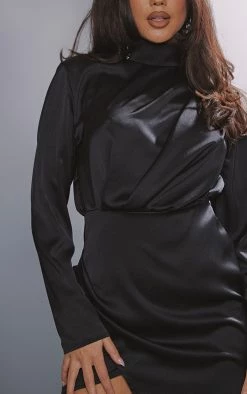 Black Satin Shoulder Pad Long Sleeve Bodycon Dress 10 Black Satin Shoulder Pad Long Sleeve Bodycon Dress -US Dresses Sales Store 6038f87fde5c75e4c82579572e21f0d2393d8a9c cnc5936 4