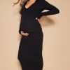 Maternity Black Crinkle Rib Plunge Midi Polo Dress -US Dresses Sales Store 604253e030ba91b26d3ecf0e4d38a33ee76a39ec cnb6514 1