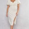 Plus Cream Puff Sleeve Ruched Side Split Midi Dress -US Dresses Sales Store 6066064441024f645b77cbd04d8cb4c401e9ae77 cnc5208 1
