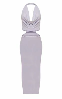 Grey Slinky Cowl Neck Cut Out Midi Dress -US Dresses Sales Store 60fb3573196048d733df7b4277d8c25c918fc32b cnc5924 5