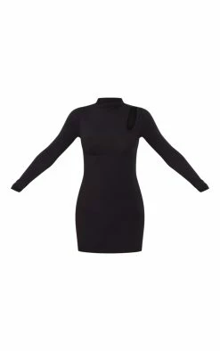 Black Rib Cut Out Long Sleeve Bodycon Dress -US Dresses Sales Store 6110212d790ac91575c61f6cb027cd51318dfd1d cnb7251 5
