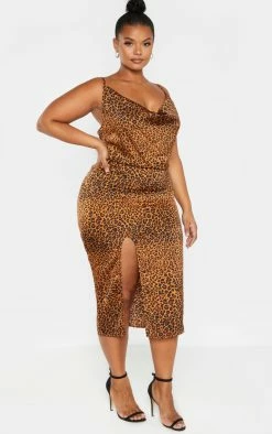 Plus Leopard Print Strappy Satin Cowl Midi Dress -US Dresses Sales Store 62322816aa6f684f7edc8b36bc50e11600b98696 CME0934 4