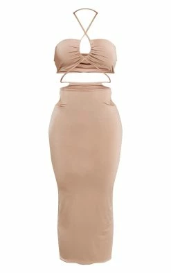 Taupe Slinky Multi Cut Out Cross Neck Midaxi Dress -US Dresses Sales Store 6268af3ec44806e26a98f9abf050bdf1b7d03242 cnd5827 5