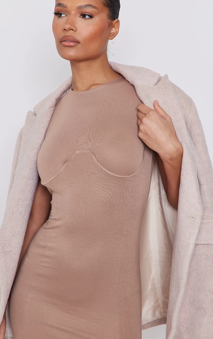 Soft Brown Jersey Under Wire Bust Detail Midaxi Dress 6 Soft Brown Jersey Under Wire Bust Detail Midaxi Dress - Image 4