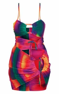 Multi Tie Dye Plisse Buckle Cut Out Tie Bodycon Dress -US Dresses Sales Store 63d27299fe1baacab5f0ce22c98d215a7279f4b6 cmw9584 6