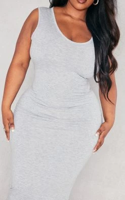 Plus Grey Marl Jersey Scoop Neck Midaxi Dress -US Dresses Sales Store 648814019e9915b544b176ed67ac4178546affa5 cme0150 5