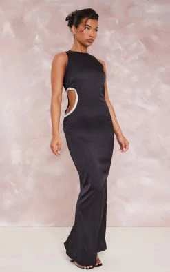 Black Satin Embellished Side Cut Out Detail Maxi Dress 9 Black Satin Embellished Side Cut Out Detail Maxi Dress -US Dresses Sales Store 65102f89813692738c3ff547746328d2dc6b3df6 cne1407 3