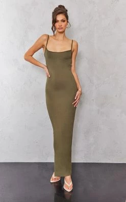 Tall Olive Jersey Strappy Maxi Dress