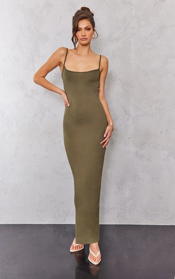 Tall Olive Jersey Strappy Maxi Dress 3 Tall Olive Jersey Strappy Maxi Dress