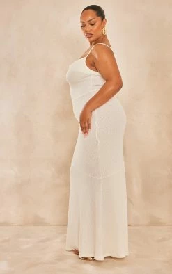Plus White Sheer Textured Cowl Neck Strappy Maxi Dress -US Dresses Sales Store 65ca07f977c73708a99e12d8a5957d86ba92868c cne1857 3