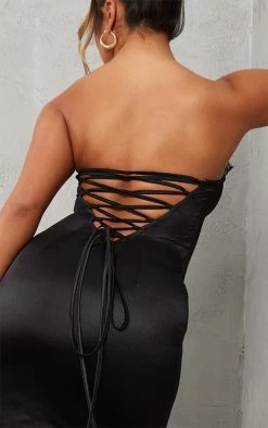 Shape Black Satin Lace Trim Tie Back Maxi Dress -US Dresses Sales Store 669e238f1dbecf362ba3774b3c78936bd25feac3 cnc4679 4