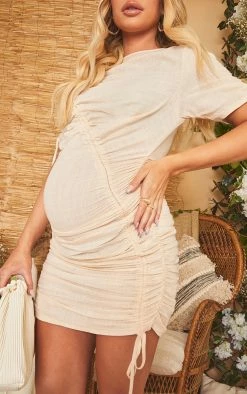 Maternity Cream Linen Mix Ruched Detail Bodycon 10 Maternity Cream Linen Mix Ruched Detail Bodycon -US Dresses Sales Store 680ecb6d6252c6e09b9d4e742bba77d0d0fe5b55 cms3083 5