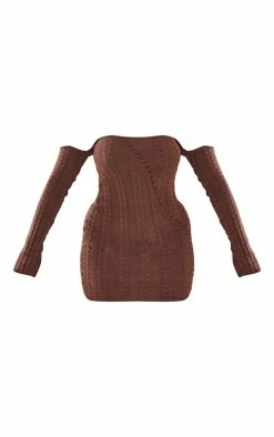 Shape Chocolate Brown Cable Knit Bardot Cut Out Bodycon Dress -US Dresses Sales Store 686f762539f0bd50760e96c93d03b2a2e3b4d288 cnb8750 5