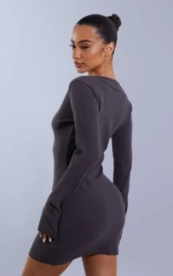 Petite Charcoal Ribbed Long Sleeve Thumbhole Mini Dress -US Dresses Sales Store 6bb17135a7c285e8f53889769271ad0c8a5779d2 cnd0272 2