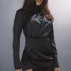 Black Satin Shoulder Pad Long Sleeve Bodycon Dress -US Dresses Sales Store 6eacdbec6d8471b733a70894db3a73c4c7a60d1c cnc5936 1